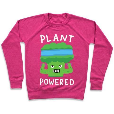 Virgin Teez  Pullover Crewneck Sweatshirt / x-small / Deep Pink PLANT POWERED CREWNECK SWEATSHIRT