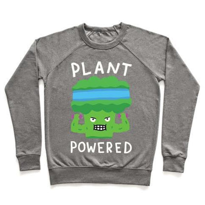 Virgin Teez  Pullover Crewneck Sweatshirt / x-small / Heathered Gray PLANT POWERED CREWNECK SWEATSHIRT