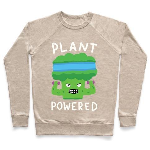 Virgin Teez  Pullover Crewneck Sweatshirt / x-small / Heathered Oatmeal PLANT POWERED CREWNECK SWEATSHIRT