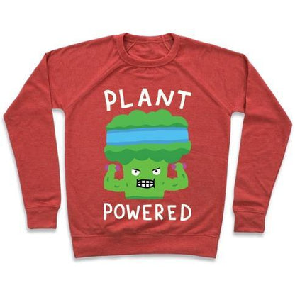 Virgin Teez  Pullover Crewneck Sweatshirt / x-small / Heathered Red PLANT POWERED CREWNECK SWEATSHIRT