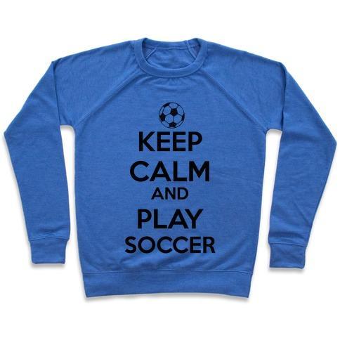 Virgin Teez  Pullover Crewneck Sweatshirt / x-small / Heathered Blue PLAY SOCCER CREWNECK SWEATSHIRT