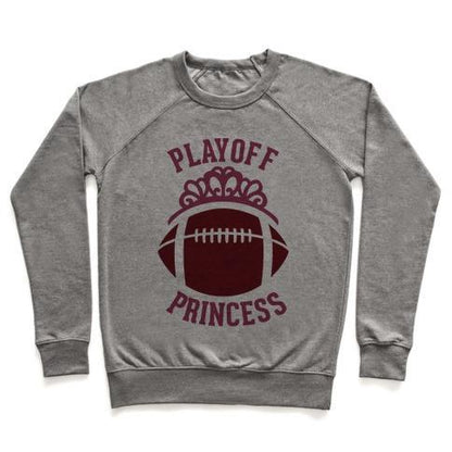 Virgin Teez  Pullover Crewneck Sweatshirt / x-small / Heathered Gray PLAYOFF PRINCESS (FOOTBALL) CREWNECK SWEATSHIRT