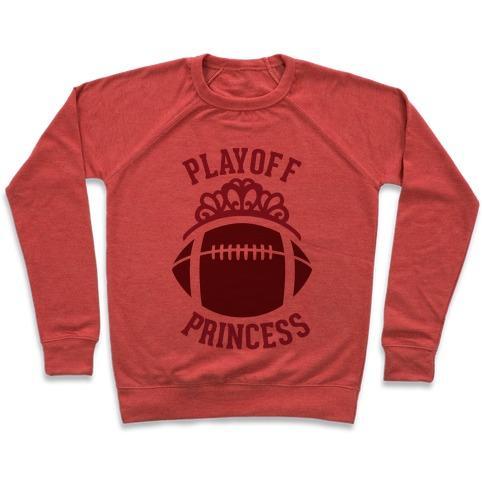 Virgin Teez  Pullover Crewneck Sweatshirt / x-small / Heathered Red PLAYOFF PRINCESS (FOOTBALL) CREWNECK SWEATSHIRT