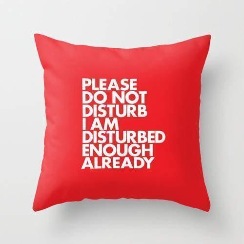 The Pillow pillows PLEASE DO NOT DISTURB I AM DISTURBED ENOUGH ALREADY Pillow