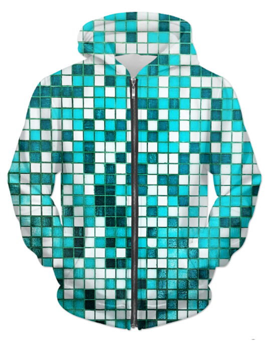 Virgin Teez Sublimation Hoodie Pool Tiles UNISEX ZIP HOODIE