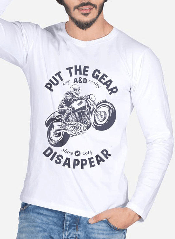 Tipu Sultan T-shirt SMALL / White Put The Gear And Disappear Full Sleeves T-shirt