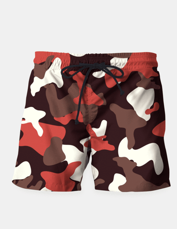 Maria Shorts SMALL (28"-18") / us Red Camouflage Army Pattern Swim Shorts