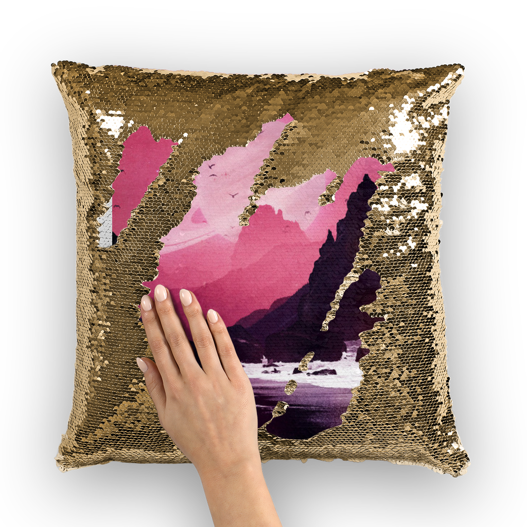 VIRGIN TEEZ Sequin Cover Gold / White Roseate Sequin Cushion Cover