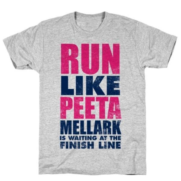 GYM FIT T-SHIRT RUN LIKE PEETA MELLARK IS WAITING T-SHIRT