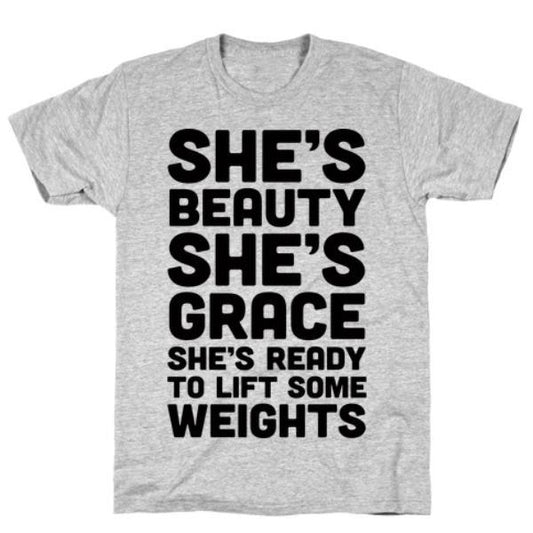 GYM FIT T-SHIRT SHE'S BEAUTY SHE'S GRACE SHE'S T-SHIRT