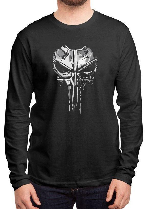 M Nidal Khan T-shirt Skull Full Sleeves Black T-shirt