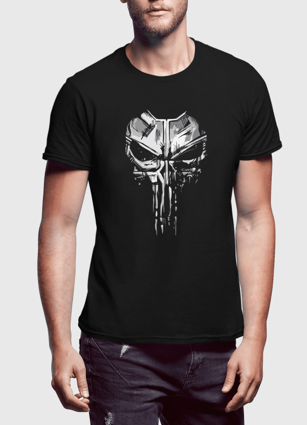 M Nidal Khan T-shirt Skull Half Sleeves Black T-shirt