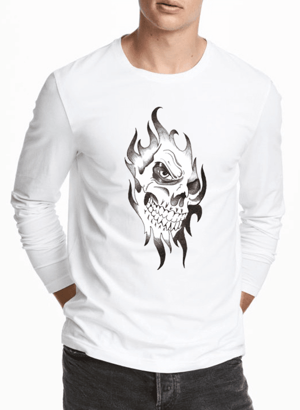 Aneeq Arshad T-shirt SMALL / White Skull Sketch Full Sleeves T-shirt