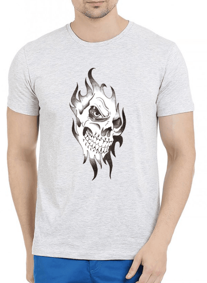 Aneeq Arshad T-shirt SMALL / Offwhite Skull Sketch Half Sleeves Melange T-shirt