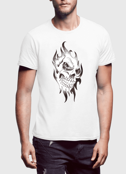 Aneeq Arshad T-shirt SMALL / White Skull Sketch Half Sleeves T-shirt