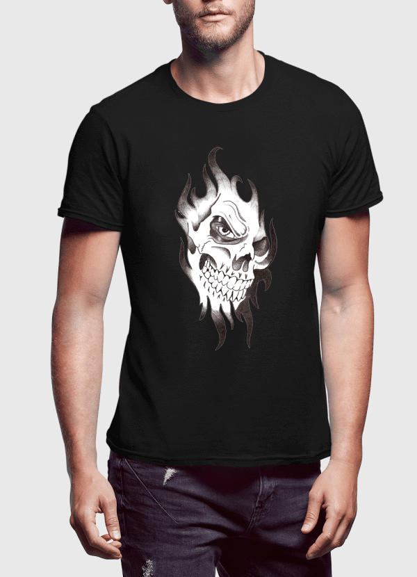 Aneeq Arshad T-shirt SMALL / Black Skull Sketch Half Sleeves T-shirt