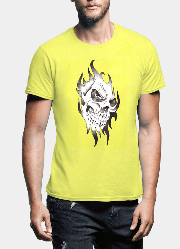 Aneeq Arshad T-shirt SMALL / Yellow Skull Sketch Half Sleeves T-shirt