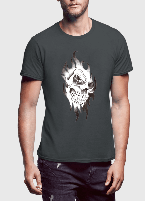 Aneeq Arshad T-shirt SMALL / Charcoal Skull Sketch Half Sleeves T-shirt