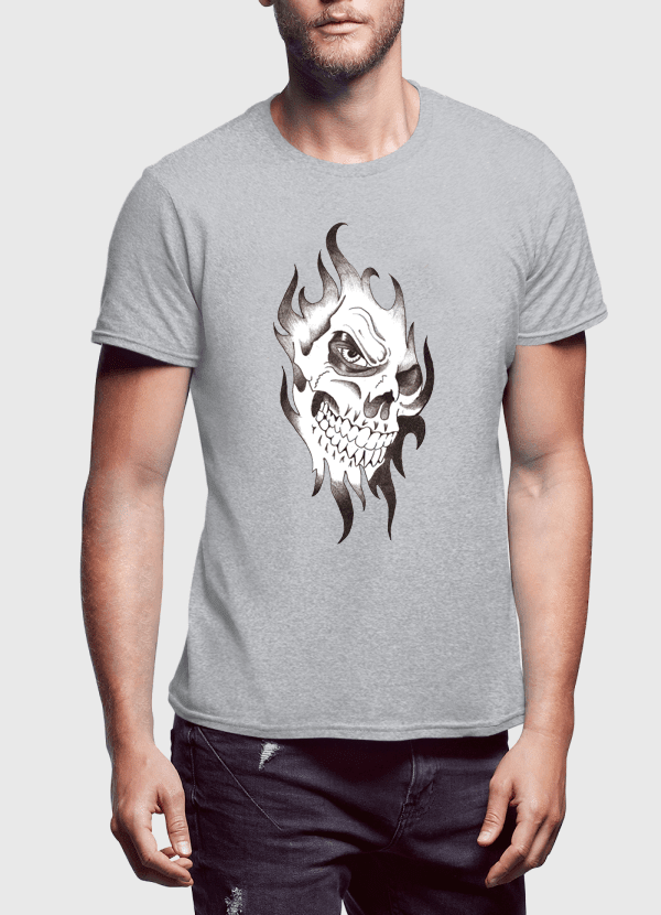 Aneeq Arshad T-shirt SMALL / Gray Skull Sketch Half Sleeves T-shirt