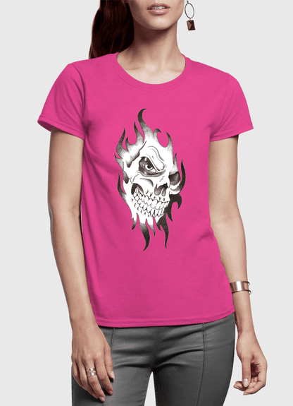 Aneeq Arshad Women T-Shirt SMALL / Pink Skull Sketch Half Sleeves Women T-shirt