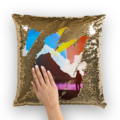 VIRGIN TEEZ Sequin Cover Gold / White Sky is the Limit Sequin Cushion Cover