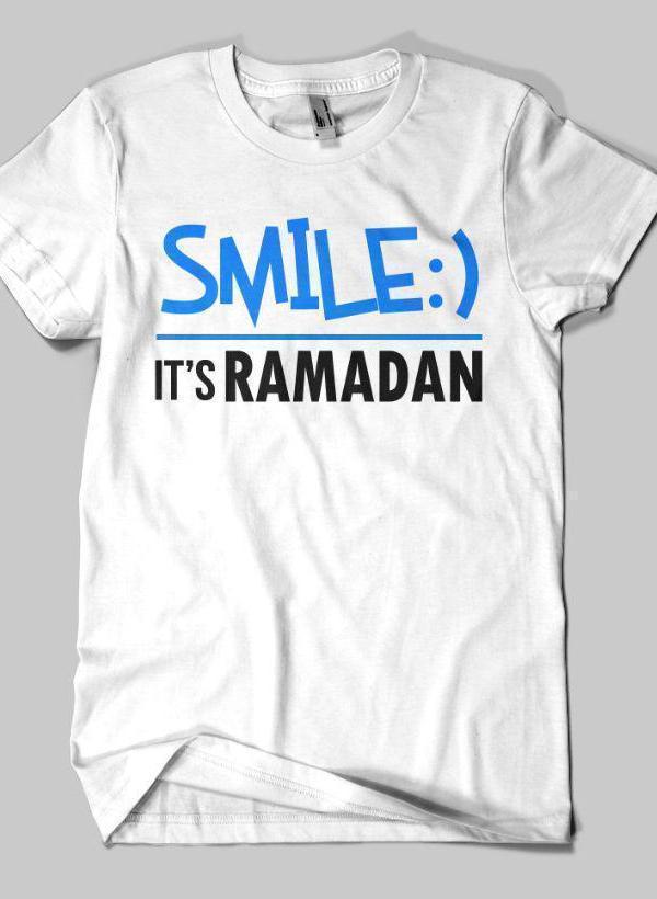 Fahad Khan T-shirt SMALL / White SMILE IT'S RAMADAN Islamic Half Sleeves T-shirt