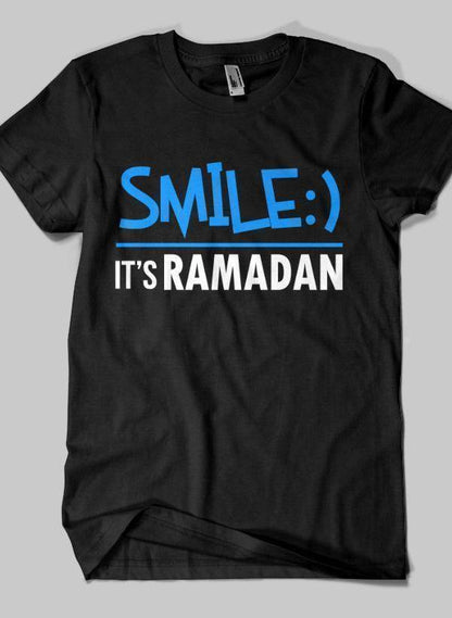 Fahad Khan T-shirt SMALL / Black SMILE IT'S RAMADAN Islamic Half Sleeves T-shirt