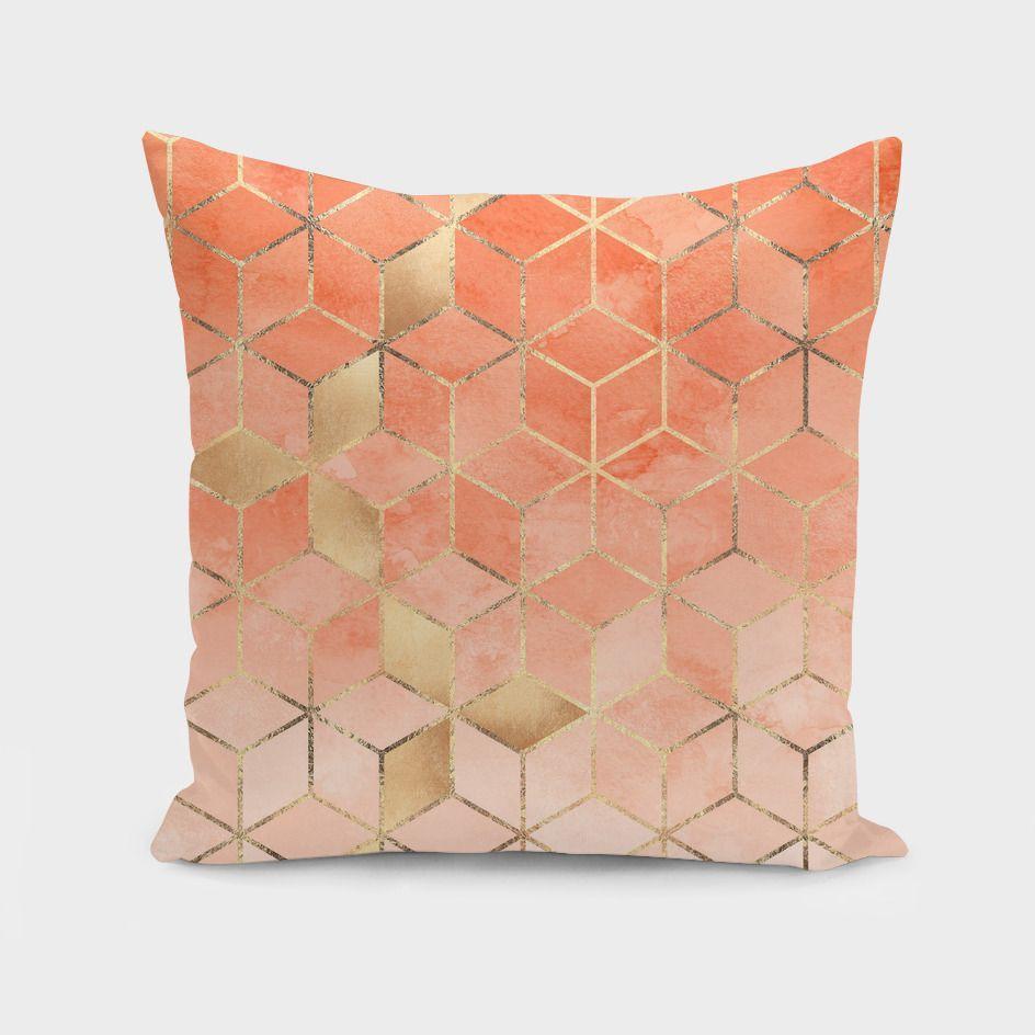 The Pillow pillows Soft Peach Gradient Cubes Cushion/Pillow