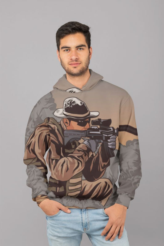 Soldier with Ar15 UNISEX Sublimation Hoodie