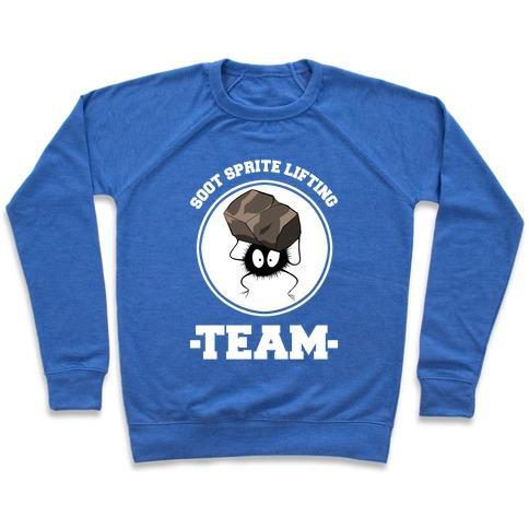 Virgin Teez  Pullover Crewneck Sweatshirt / x-small / Heathered Blue SOOT SPRITE LIFTING TEAM CREWNECK SWEATSHIRT