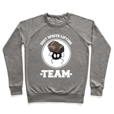 Virgin Teez  Pullover Crewneck Sweatshirt / x-small / Heathered Gray SOOT SPRITE LIFTING TEAM CREWNECK SWEATSHIRT