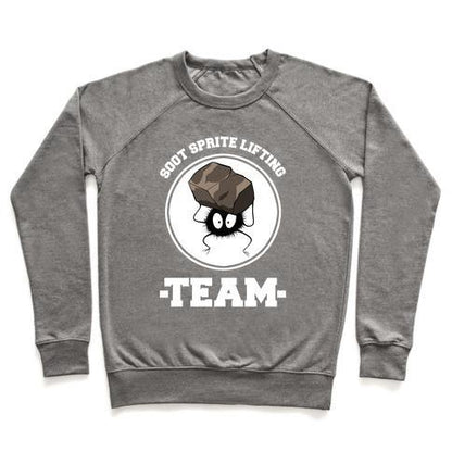 Virgin Teez  Pullover Crewneck Sweatshirt / x-small / Heathered Gray SOOT SPRITE LIFTING TEAM CREWNECK SWEATSHIRT