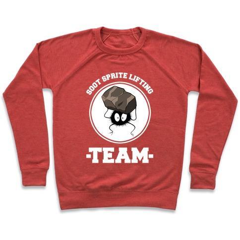 Virgin Teez  Pullover Crewneck Sweatshirt / x-small / Heathered Red SOOT SPRITE LIFTING TEAM CREWNECK SWEATSHIRT