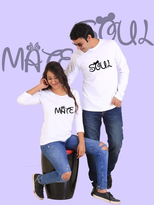 HUM TUM T-SHIRT Soulmate Couple Full Sleeves White