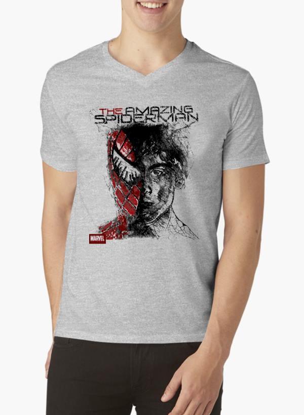 M Nidal Khan T-shirt SMALL / Gray Spider Man V-Neck T-shirt