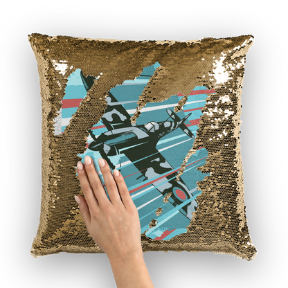 VIRGIN TEEZ Sequin Cover Gold / White Spitfire Sequin Cushion Cover