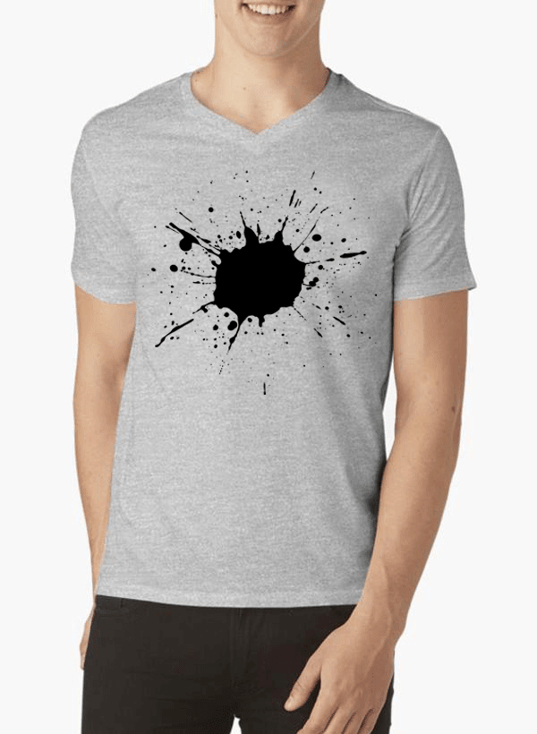 Aneeq Arshad T-shirt SMALL / Gray Splatter Half Sleeves V-Neck T-shirt