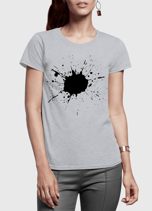 Aneeq Arshad Women T-Shirt SMALL / Gray Splatter Half Sleeves Women T-shirt