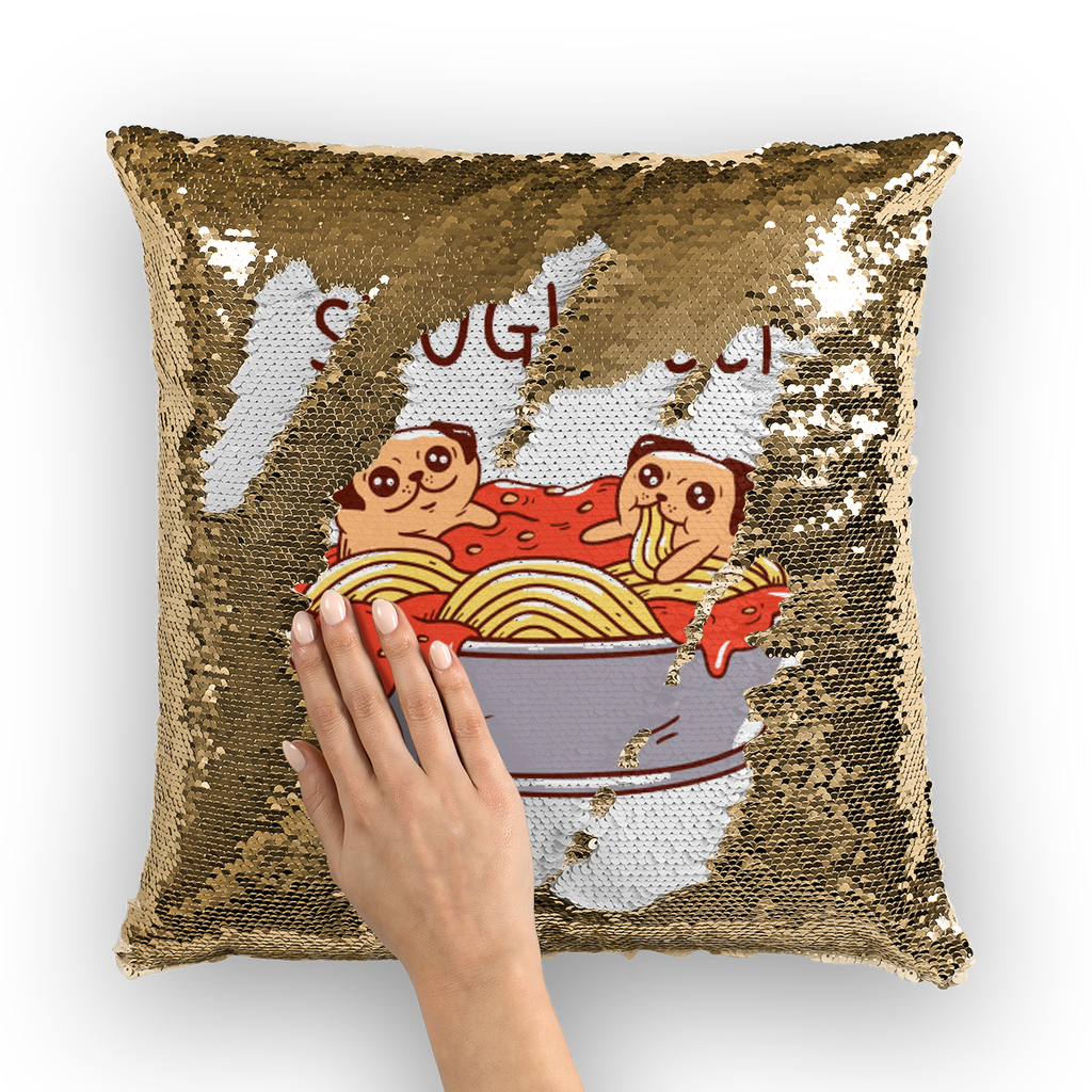 VIRGIN TEEZ Sequin Cover Gold / White sPUGhetti Sequin Cushion Cover