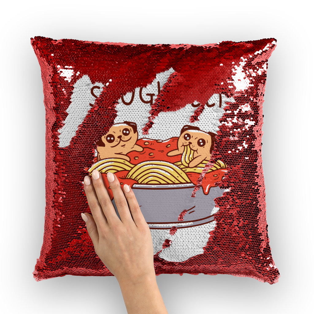 VIRGIN TEEZ Sequin Cover Red / White sPUGhetti Sequin Cushion Cover