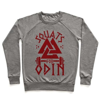 Virgin Teez  Pullover Crewneck Sweatshirt / x-small / Heathered Gray SQUATS FOR ODIN CREWNECK SWEATSHIRT