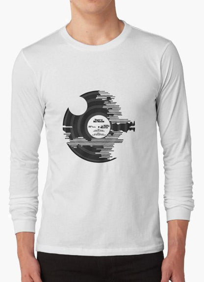 Tommy Nease Full Sleeves T-Shirts Star Wars - Death Star Vinyl WHITE FULL SLEEVES T-SHIRT