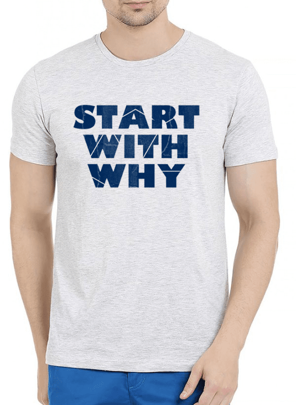 Virgin Teez T-shirt Start With Why Half Sleeves Melange T-shirt