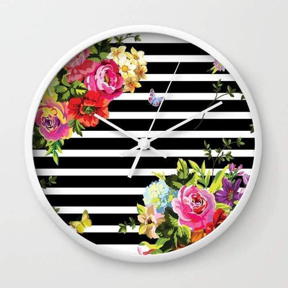 Dany Designs Wall Clock Stripes Floral Wall clock