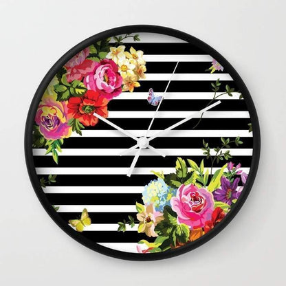 Dany Designs Wall Clock Stripes Floral Wall clock