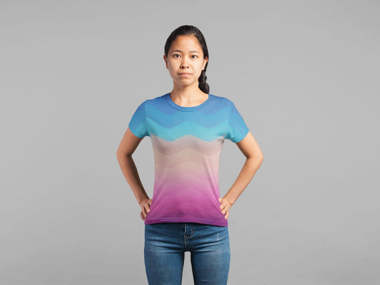 Studio mockup of a girl wearing an all over t-shirt-21781 (1) Classic Sublimation Women's T-Shirt