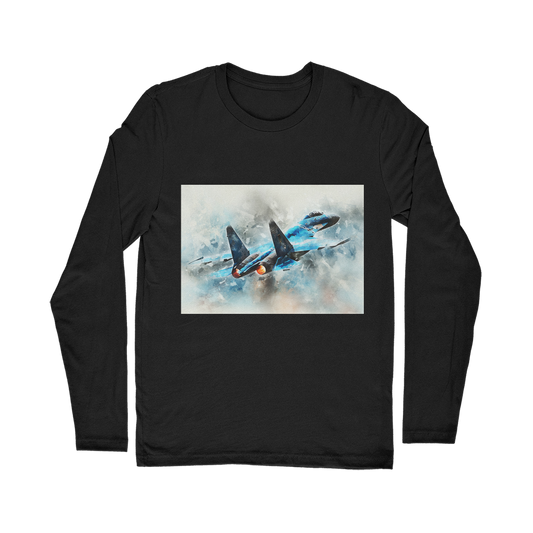 VIRGIN TEEZ Long sleeves T-shirt Black / Unisex / S SU-27 Flanker digital painting Classic Long Sleeve T-Shirt