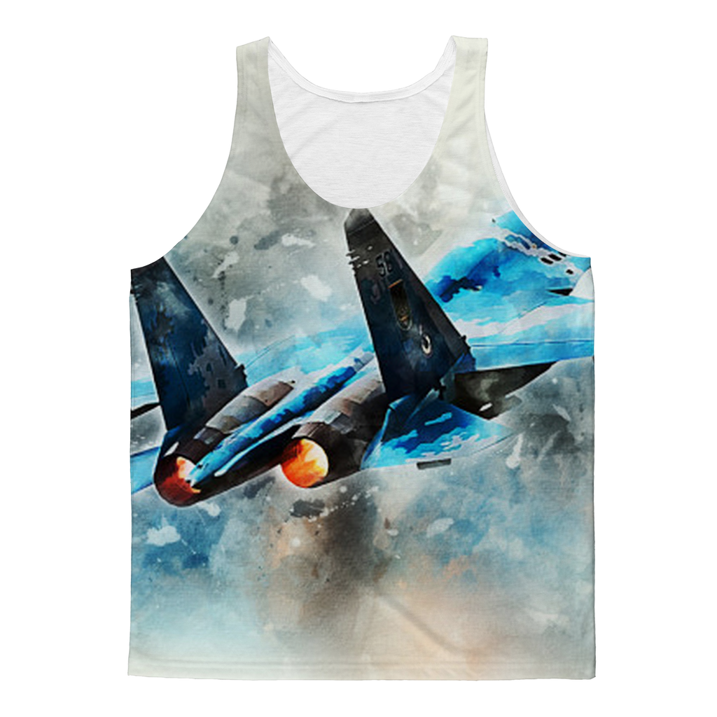 VIRGIN TEEZ Tank Top XS SU-27 Flanker digital painting Classic Sublimation Adult Tank Top