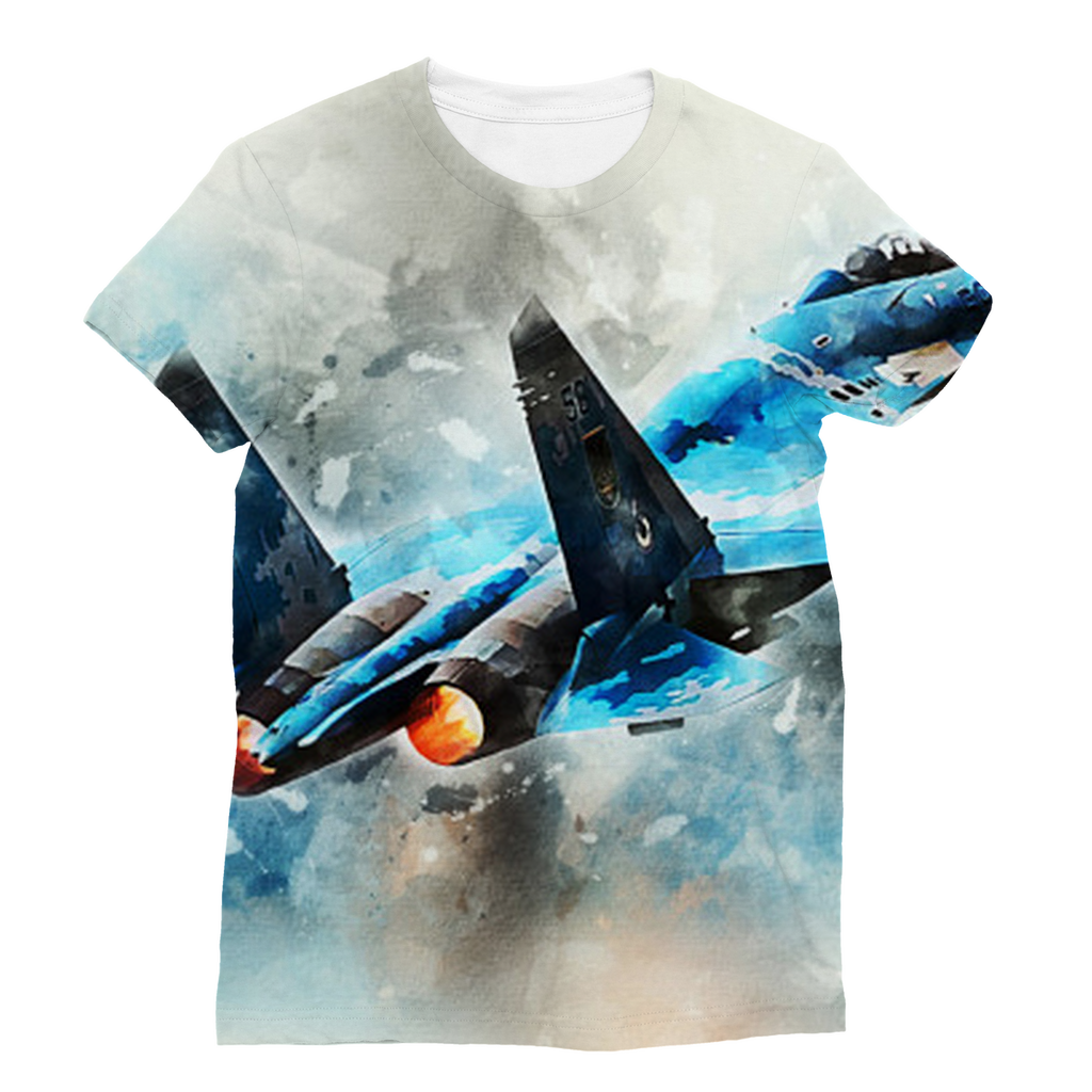 VIRGIN TEEZ Women T-shirt XS SU-27 Flanker digital painting Classic Sublimation Women's T-Shirt