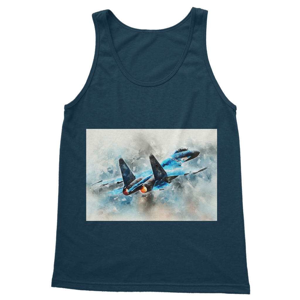 VIRGIN TEEZ Tank Top Navy / S SU-27 Flanker digital painting Classic Women's Tank Top